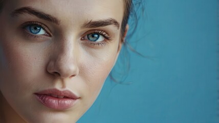 Fototapeta premium woman, beauty, hair, fashion, face, model, eyes, person, makeup, skin, glamour, one, studio, lips, people, red, make-up, looking, closeup, head, lady, style, black, green, brunette