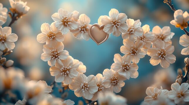 Floral monogram mockup with heart accents. Generative AI