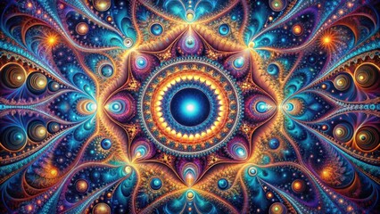 Fototapeta premium Cosmic eye fractal background with intricate patterns and vibrant colors, cosmic, eye, fractal, background, intricate, patterns
