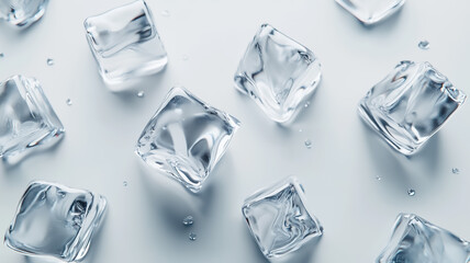Obraz premium Realistic, crystal-clear ice cubes