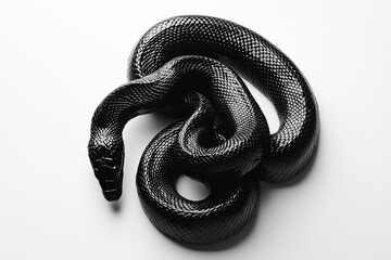 Fototapeta premium a black venomous snake with white background generated by AI