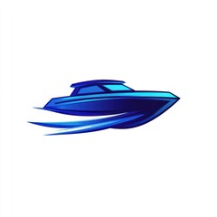 Blue speedboat icon, fast, sleek design.