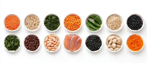 Naklejka premium Healthy meal preparation kitchen food photography bright environment overhead view nutrition focus