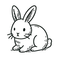 Obraz premium Hand drawn bunny outline illustration on white background