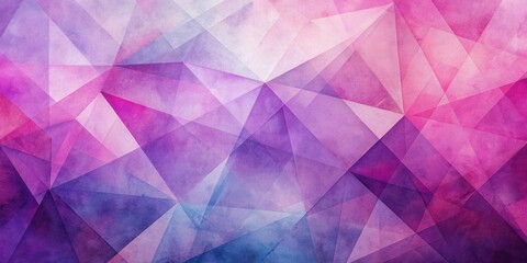 Naklejka premium Abstract Watercolor Geometric Background with Overlapping Polygons in Shades of Pink, Purple, and Blue