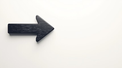 Obraz premium Black Wooden Arrow on White Background