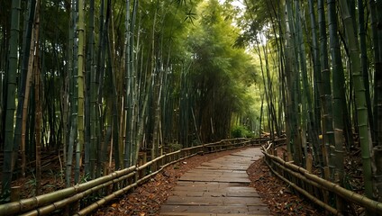Fototapeta premium View of a bamboo forest path.