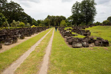 neatly arranged ruins of ancient buildings