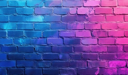 A vibrant, blue and purple gradient brick wall serves as a striking background ideal for creative projects, music event promotions, or urban-themed designs, It adds color and modernity to any design,