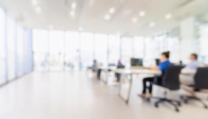 Obraz premium Modern Collaborative Workspace. Bright, Open Plan Office Environment Designed for Productivity and Team Interaction, Highlighting Clean Aesthetics, Natural Light, and Cutting Edge Workstations