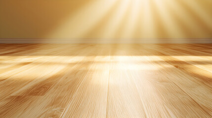 Warm sunlight illuminating a polished wooden floor