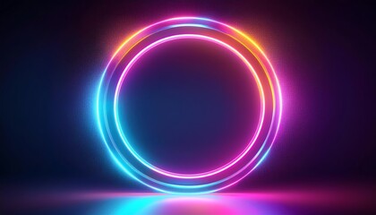 A vibrant, glowing circular design with colorful neon lights, set against a dark background, creating an eye-catching visual effect.