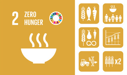 SDG Goal 2 Zero Hunger Vector with Targets and Icons