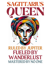 Bold Sagittarius Woman Queen Art | Zodiac Queen Astrology Prints | Vibrant Sagittarius Wall Decor and Gift Ideas