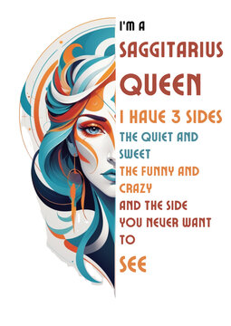 Bold Sagittarius Woman Queen Art | Zodiac Queen Astrology Prints | Vibrant Sagittarius Wall Decor and Gift Ideas
