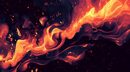 A stunning abstract representation of fluid waves resembling fiery flames, evoking energy and passion. Ideal for art, backgrounds, or creative projects.