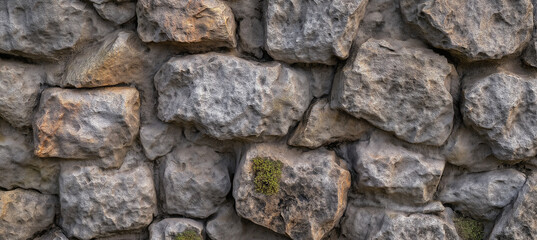 Fototapeta premium Moss-Covered Stone Wall Texture