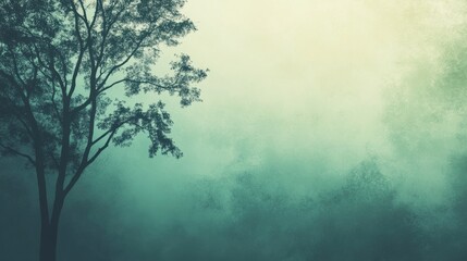 Fototapeta premium Abstract texture of tree silhouettes against a gradient green and blue background, layered organic shapes and soft lighting, atmospheric and serene.