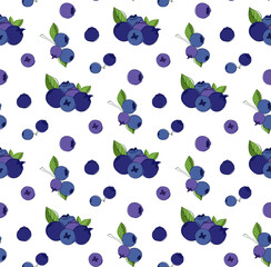Seamless blueberry pattern in graphic outline style. vector illustration of tasty bilberries, blueberries or huckleberries.