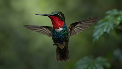 Obraz premium Vibrant hummingbird in a Nicaraguan rainforest.