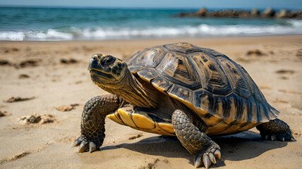 Obraz premium Tortoise in saw 