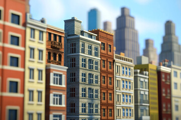 Fototapeta premium Urban landscape featuring colorful buildings in a modern city