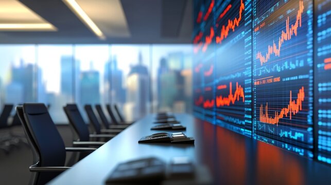 Trading Board With Various Financial Charts and Graphs on Display for Market Analysis and Investment Decision-making