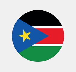 Fototapeta premium Vector South Sudan National Flag icon. Round flag of South Sudan on Gray Background.