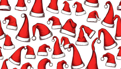 Obraz premium Santa hats pattern