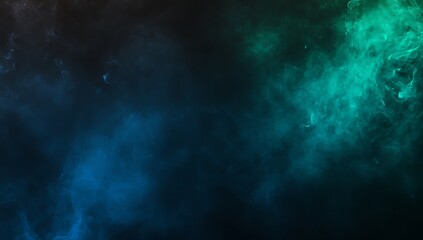 Fototapeta premium Black background, with green and blue smoke, holi backkground