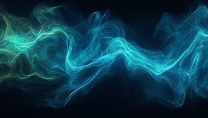 Fototapeta premium Black background, with green and blue smoke, holi backkground