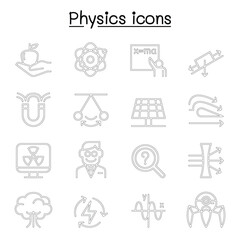 Physics icon set in thin line style