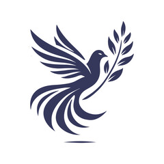 Peace Dove with Olive Branch Silhouette Vector Illustration