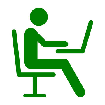 green person sitting using laptop clip art preview