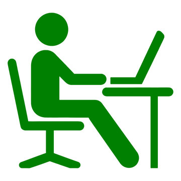 green person working on laptop clip art preview