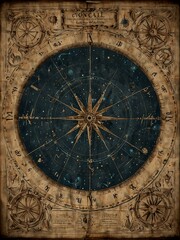 Obraz premium Vintage star map woodcut pie chart with constellations.