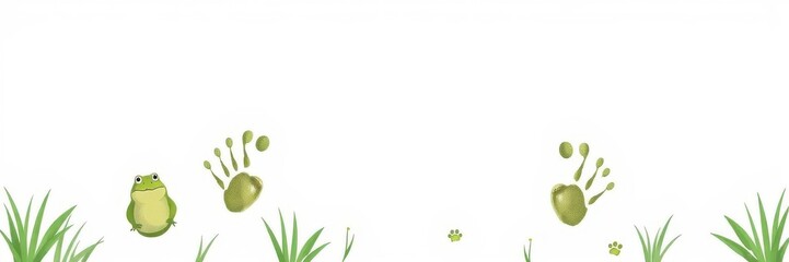 Vector illustration of frog footprints on a white background, vector
