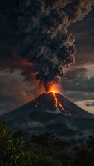 Volcano Fuego erupting with lava and ash in Guatemala