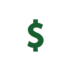 Obraz premium Vector financial icon of the dollar sign. Green dollar sign isolated on white background.