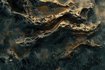 Naklejka premium Abstract Textured Rock Surface with Golden Hues