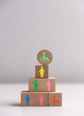 Concept of diversity, inclusion and equality promotes community integration, where every person, regardless of disability, is embraced through teamwork and equity in colourful, supportive environment