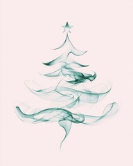 Artistic representation of a Christmas tree created from swirling smoke patterns. Minimal Christmas and New Year festive concept.