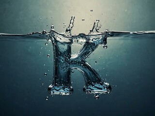Water splash in the shape of letter F, against soft background.
