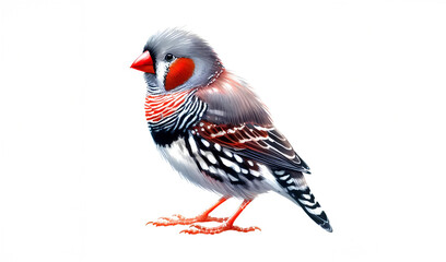 Watercolor  bird  Finch  breed on white background.