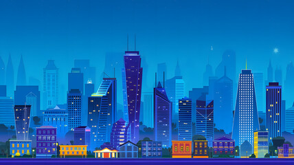 A background illustration wallpaper with a vibrant cityscape at night.