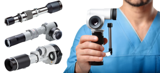 Set of ophthalmoscopes isolated on transparent background.