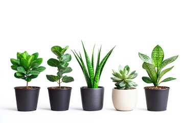 Obraz premium A selection of plants and flowers in various pots, perfect for decorating offices or homes