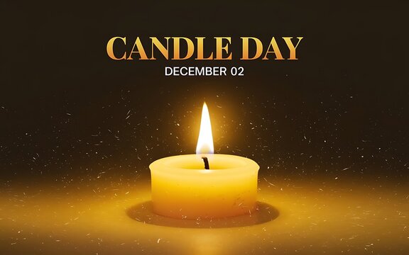 Cinematic Candle Flame with 'Candle Day' Text on Black Background - Powered by Adobe