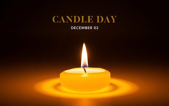 Cinematic Candle Flame with 'Candle Day' Text on Black Background - Powered by Adobe