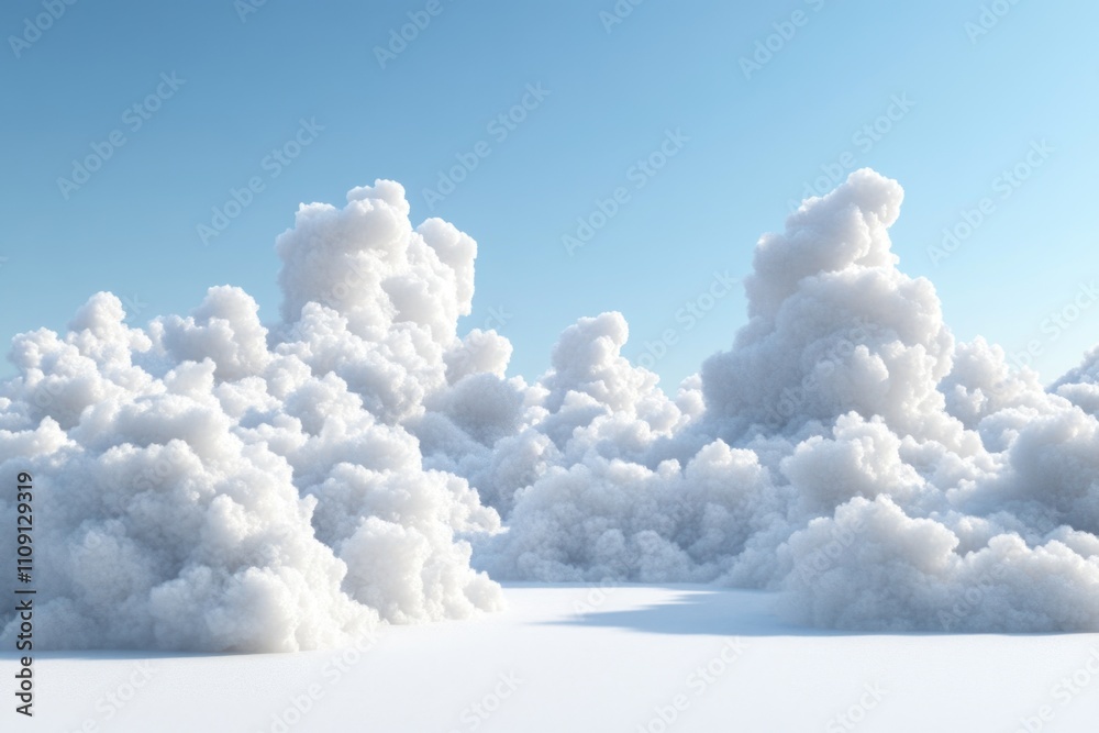 Poster a collection of fluffy clouds floating through the air